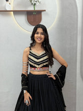 Black gamthi and mirror work pure cotton Chaniya Choli
