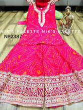 Niks collection - 3 piece bandhani suit in rani pink
