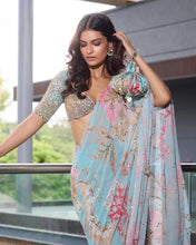 Celebrity inspired silk mirror work saree - lots of colour options