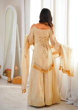 Gold palazzo crush with mirror work
