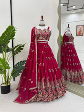 Red georgette floral embroidered Lehenga