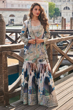 Grey and blue sharara with jacket