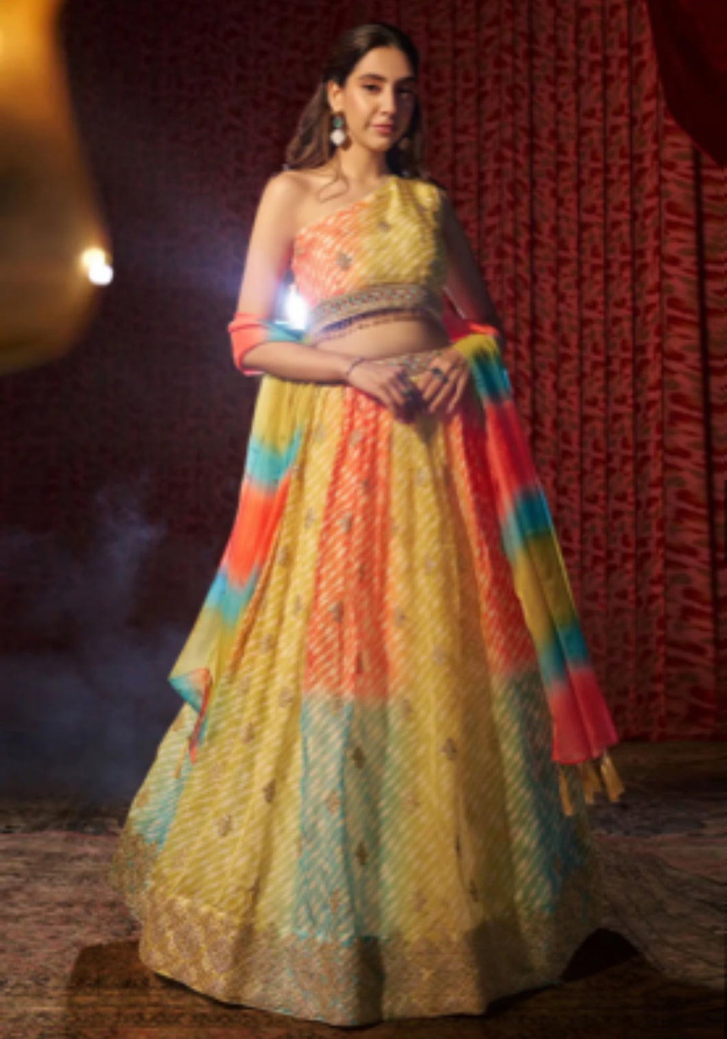 Yellow organza lehenga