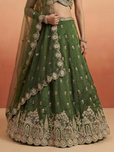 Mehendi green chinon embroidered Lehenga