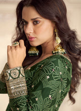 Bottle green reshamkari anarkali