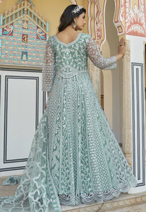 Mint green mirror work anarkali - size 44 & 46