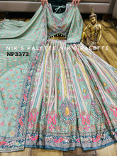 Niks collection - Pastel sage crepe silk printed lehengal