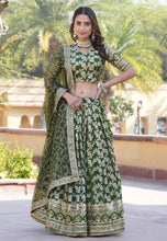 Green viscose jacquard Lehenga (skirt stitched)