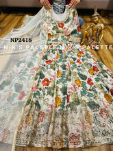 Niks - ivory silk floral anarkali