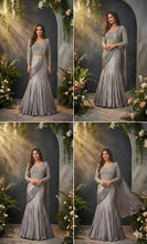 Grey steel lehenga saree
