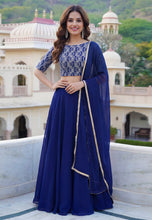 Blue Georgette flowy and simply Lehenga