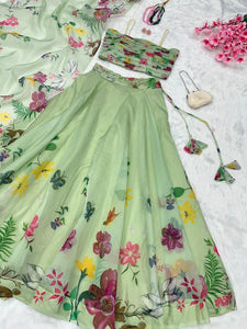 Green meadow strappy blouse Lehenga readymade