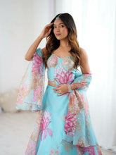 Light blue corset style floral Lehenga