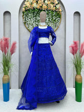 Royal blue net partywear Lehenga