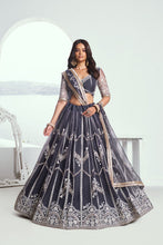 Dark grey butterfly net Lehenga