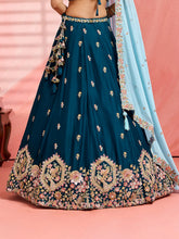 Teal Georgette sequins lehenga