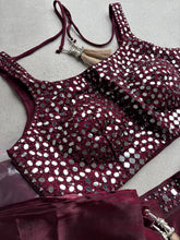 Wine mirror work flowy Lehenga