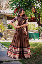 Pure chanderi and zari Lehenga in brown (skirt stitched)