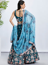 Teal Georgette Lehenga with floral dupatta