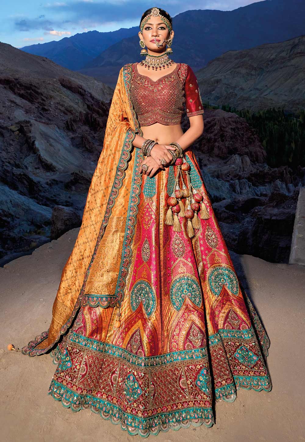 Yellow banarasi silk Lehenga