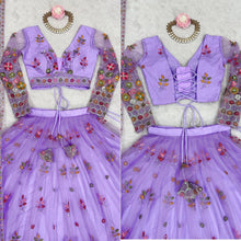 Light purple floral and sequins net Lehenga