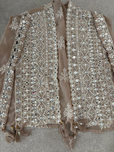 Beige palazzo set with short cape jacket