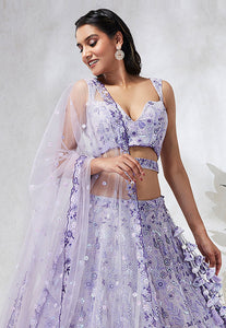 Lavender floral georgette Lehenga