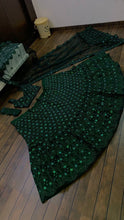 Bottle green sequins Lehenga with belt