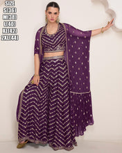 Janisha - purple embroidered flared palazzo with shrug