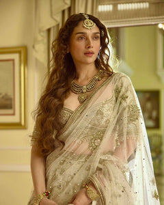 Classic Lehenga - Ivory and gold silk Lehenga