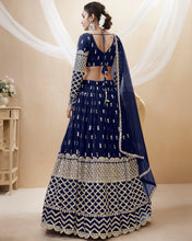 Tanaya - navy blue zari sequins georgette Lehenga (long sleeves possible)