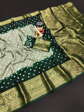 Bandhej silk saree with kanchipuram border
