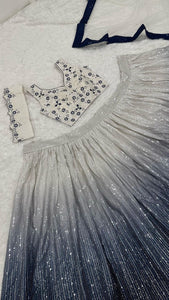 White and blue ombre Lehenga