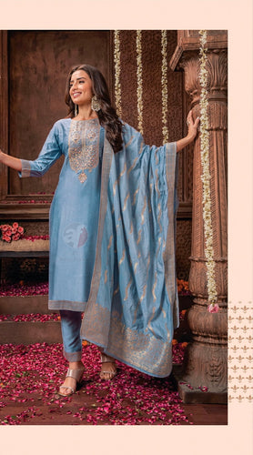 Viscose salwaar kameez with jacquard dupatta - readymade