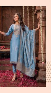 Viscose salwaar kameez with jacquard dupatta - readymade