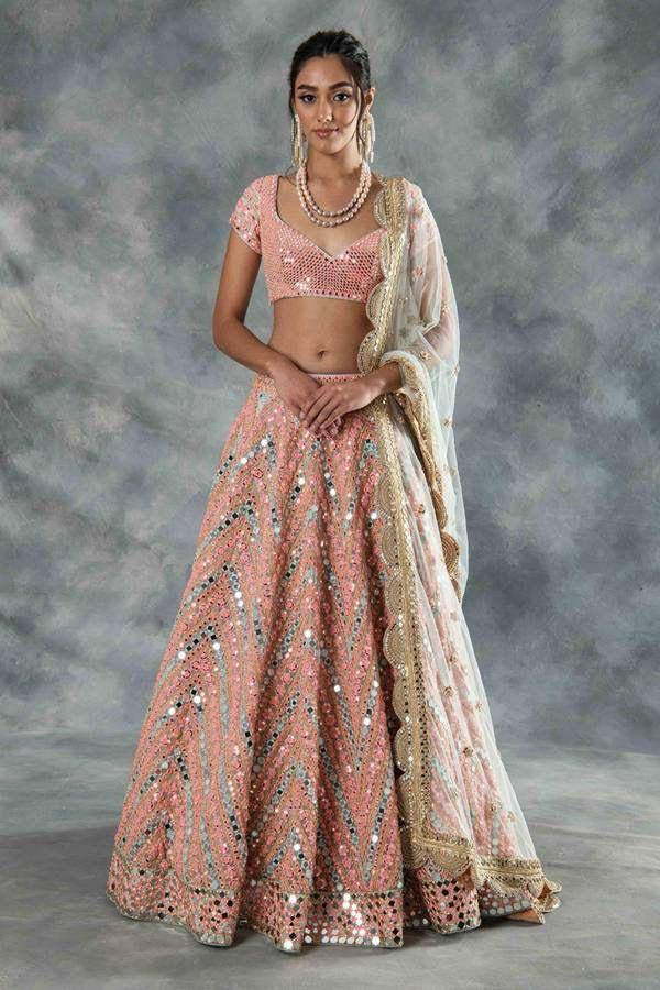 Baby pink and beige desi beats Lehenga