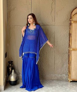 Blue Sequinned sharara set with kodi shrug