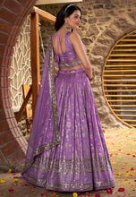 Violet purple dola silk jacquard Lehenga