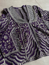 Purple palazzo set with mirror work jacket