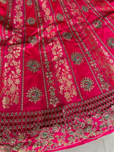 Serenity vol 4 - pink and gold jacquard silk Lehenga