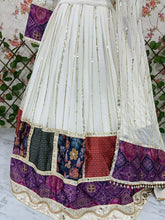 Elegant white and purple Chaniya Choli (long sleeves + tall option)