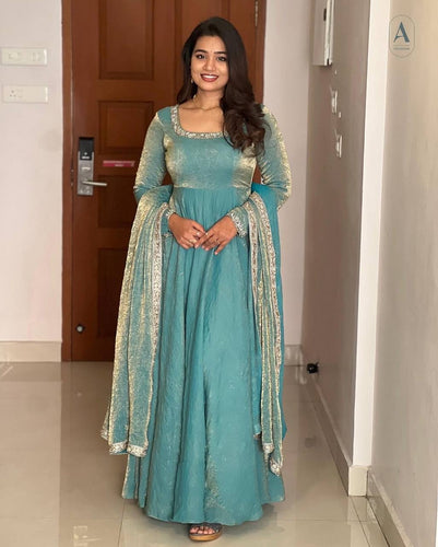 Sea Green fendy silk gown