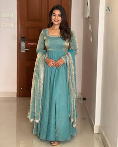 Sea Green fendy silk gown