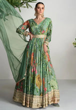 Scarlet - sea green chinon anarkali