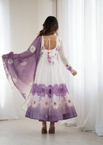 Violet soft organza silk anarkali