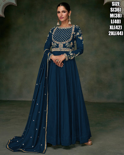 Janisha -  silk reception readymade gown in blue
