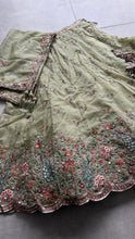 Sage green peacock embroidered lehenga