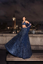 Navy blue sequinned partywear Lehenga