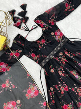 Black organza anarkali set