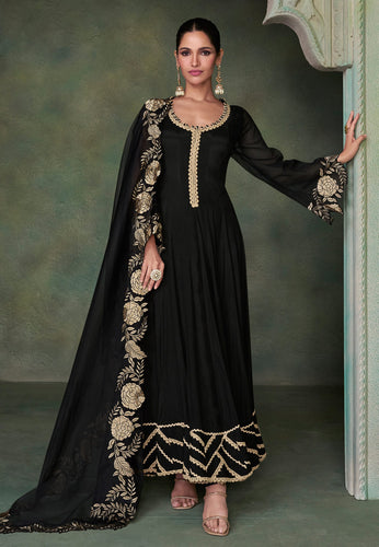 Janisha readymade - black and gold anarkali